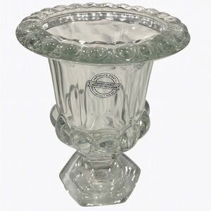 Handmade Clear Glass Urn Vase - Heavy - NWT